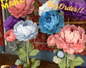 Fiori di carta crespa, peonia di carta, decorazione murale per la cameretta, grande peonia di carta crespa, fiore gigante e soffice, splend