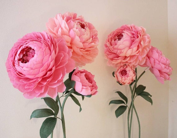 Giant Paper Flower with Stem | Huge Paper Peony Photo Prop