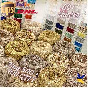Filato di cotone scintillante con paillettes da 6 mm * 3 mm - Perfetto per lavorare a maglia, all'uncinetto e per il Nuno Felting!