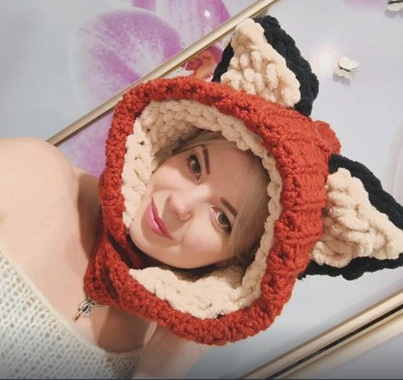 Hand-knitted Wool Fox Balaclava – Plush Lined Hooded Scarf - Etsy