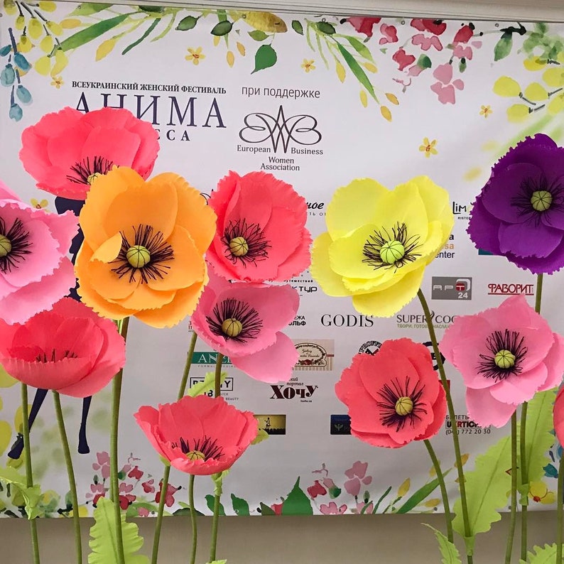 Giant Paper Poppy Large Poppy Poppy Flowers Large Paper Etsy