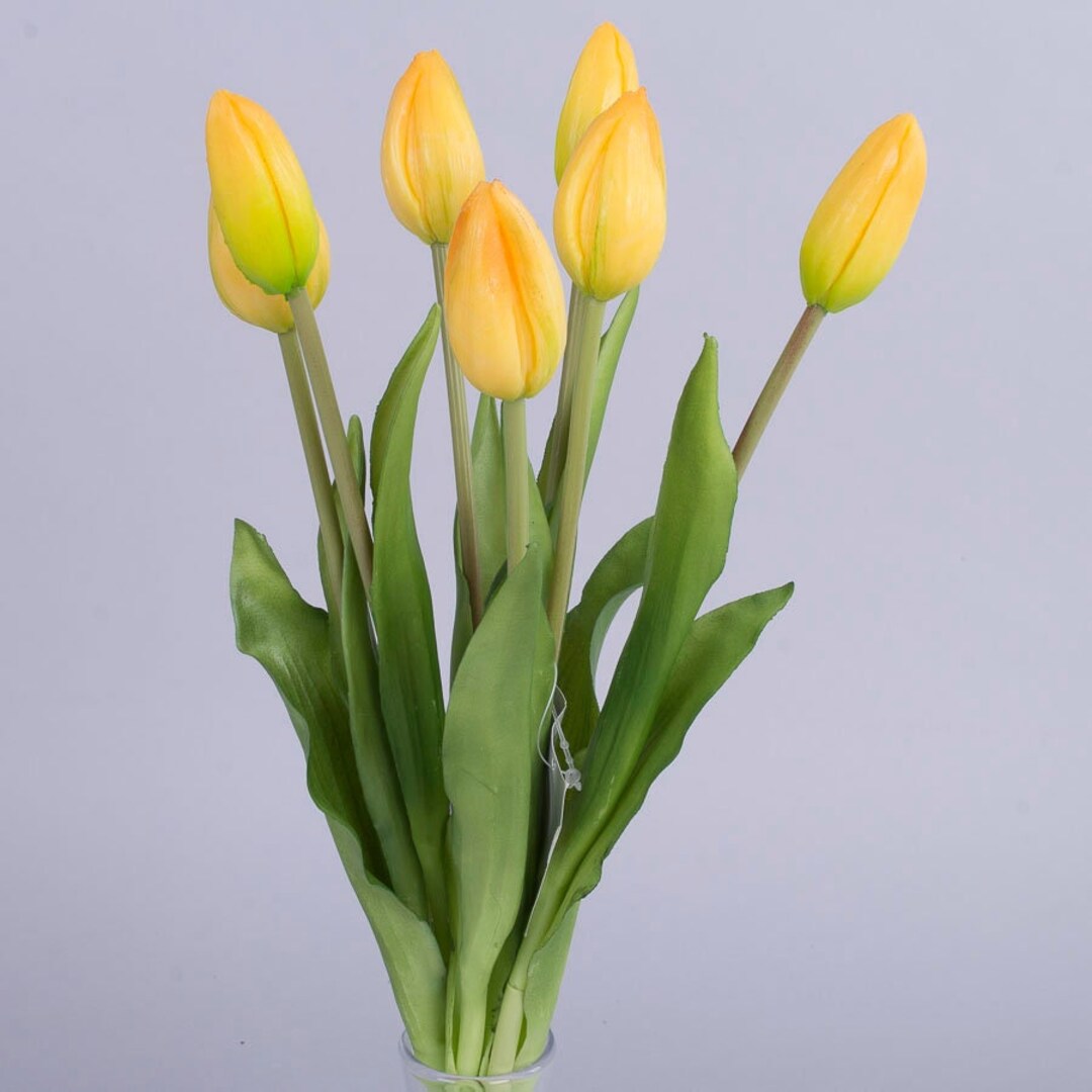 Yellow Realistic Tulips Bouquet 7 Stems Real Touch Tulips Etsy