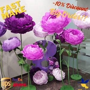 Grandi fiori di carta Carta gigante peonia Matrimonio Fiore di carta Decorazione di nozze Sfondo muro Decorazione Evento Fiore con gambo
