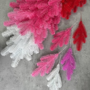 Artificial Christmas Pine Branches – Red, Pink, White Fir Sprays for Decor