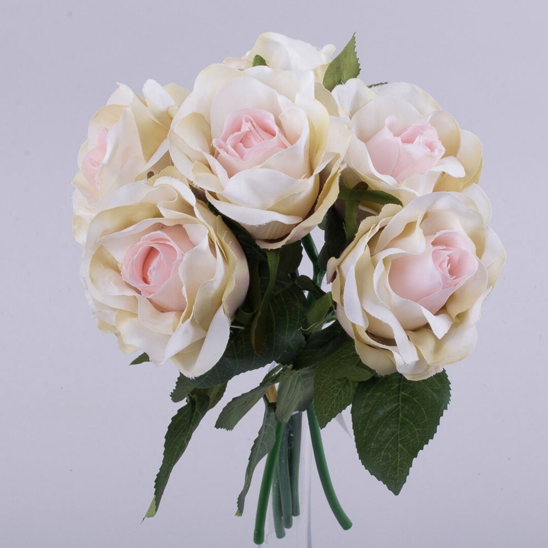 Mini White Roses Bouquet, Artificial Cream Roses, Rose Arrangement