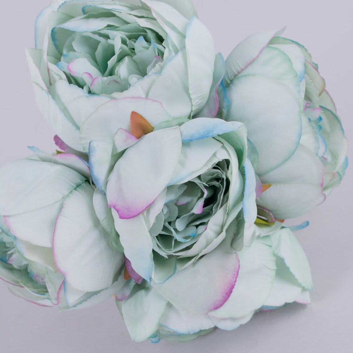 Navy Blue Peonies Bouquet, Artificial Blue Mint Peonies, Fabric Blue