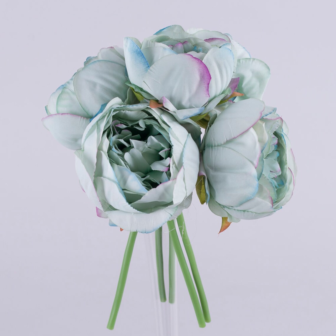 Navy Blue Peonies Bouquet, Artificial Blue Mint Peonies, Fabric Blue