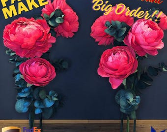 Giant Paper Peony Flower with Stem: Wedding Photo Booth Prop