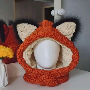 Knitted Fox Balaclava With Ears: Winter Ski Mask - Etsy