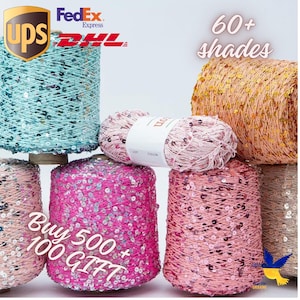 Filato di cotone scintillante con paillettes da 6 mm * 3 mm - Perfetto per lavorare a maglia, all'uncinetto e per il Nuno Felting!
