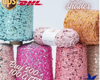 Shimmering Cotton Yarn with 6mm * 3mm Sequins - Perfect for Knitting, Crochet & Nuno Felting!