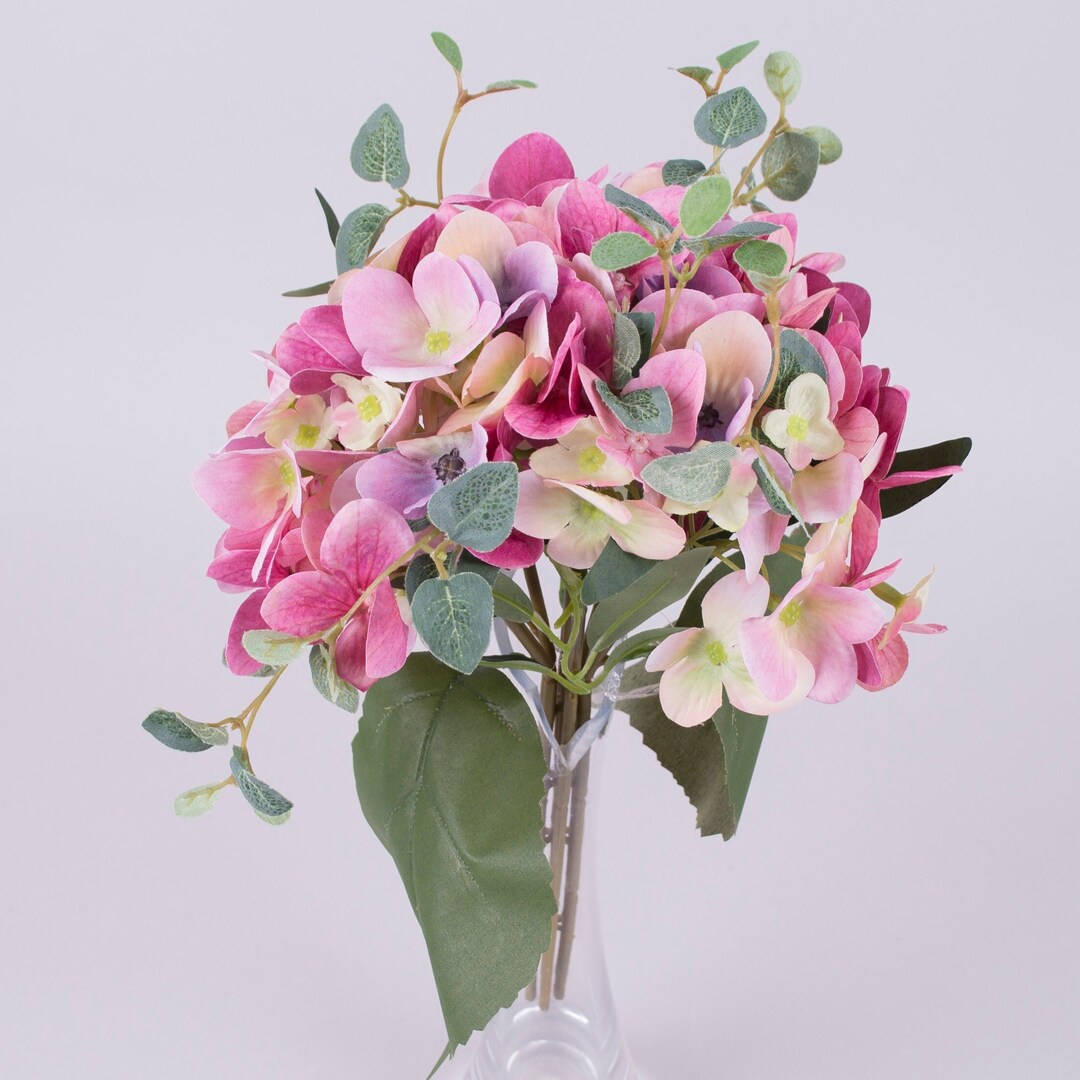 Artificial Hydrangea, Silk White Hydrangea Ivy Leaves, Pink Hydrangea, Table Centerpiece