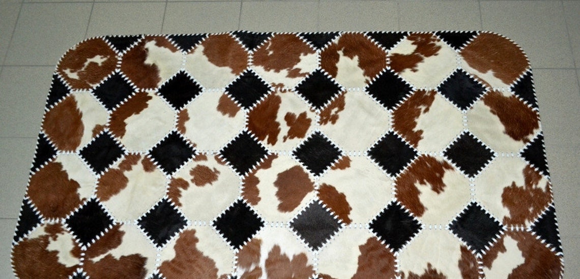 Patchwork Authentic Cowhide Rug Natural Cow skin Carpet Etsy