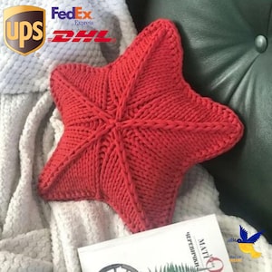 Lavender decorative star pillow / Star cushion / Knit pillow Star decor / Gray pillow Nursery decor / Crochet pillow star Red pillow