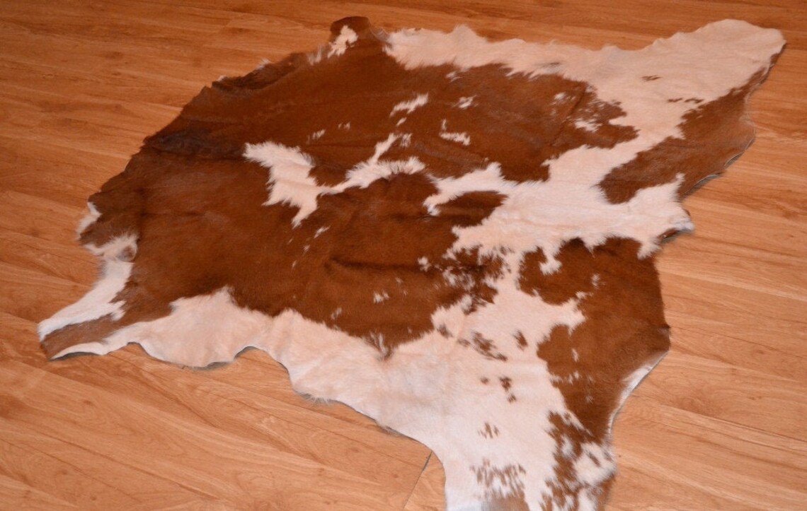 Brown white cowhide rug Natural Cow skin Carpet Genuine Cow Etsy