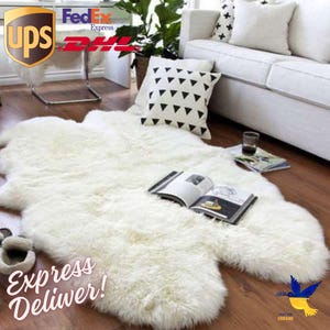 Original, natürlicher RIESIGER Teppich XXL 52 &quot;x 32&quot; Weiß Echte natürliche Schaffell Teppiche Exklusive Teppich Wurf Teppiche Günstige