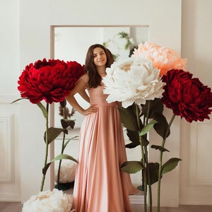 Grandi fiori di carta Carta gigante peonia Matrimonio Fiore di carta Decorazione di nozze Sfondo muro Decorazione Evento Fiore con gambo