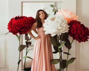 Giant Paper Peony with Stem: Wedding Photo Booth Backdrop