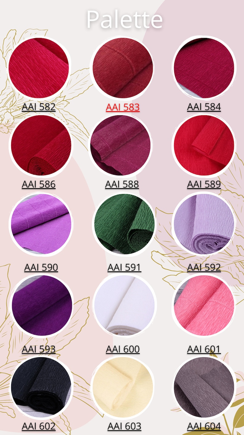 May include: A palette of 15 different colors of tissue paper. The colors include red, pink, purple, green, white, black, and gray. The tissue paper is arranged in a grid pattern.