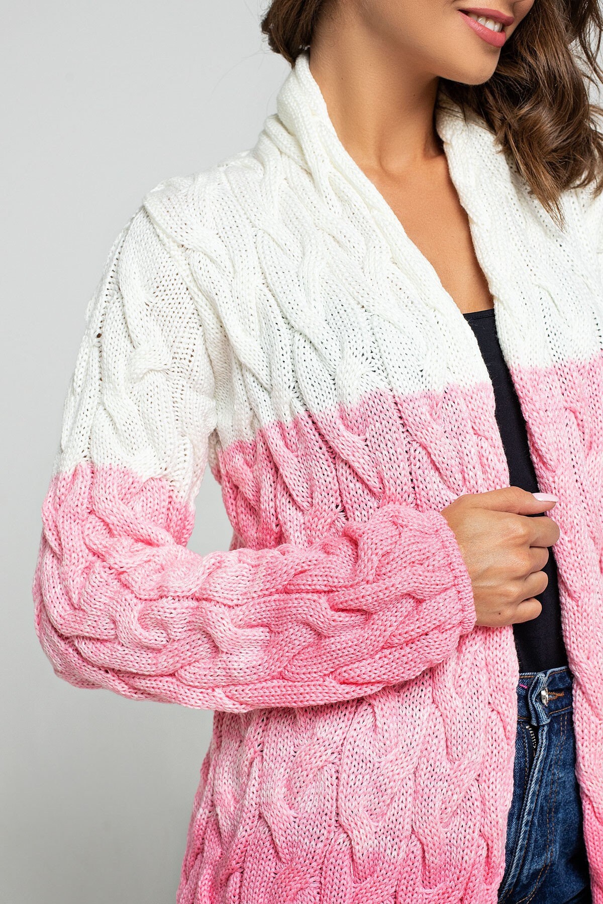 Light Blue Cardigan Blushing Pink Wool Knitted Cardigan Long Sleeve