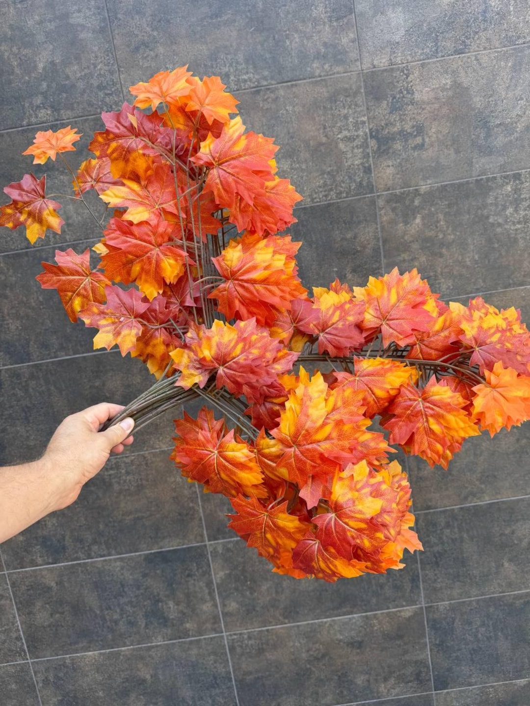 Artificial Maple Leaf Branches 77cm – Pack of 12 Faux Maple Leaves