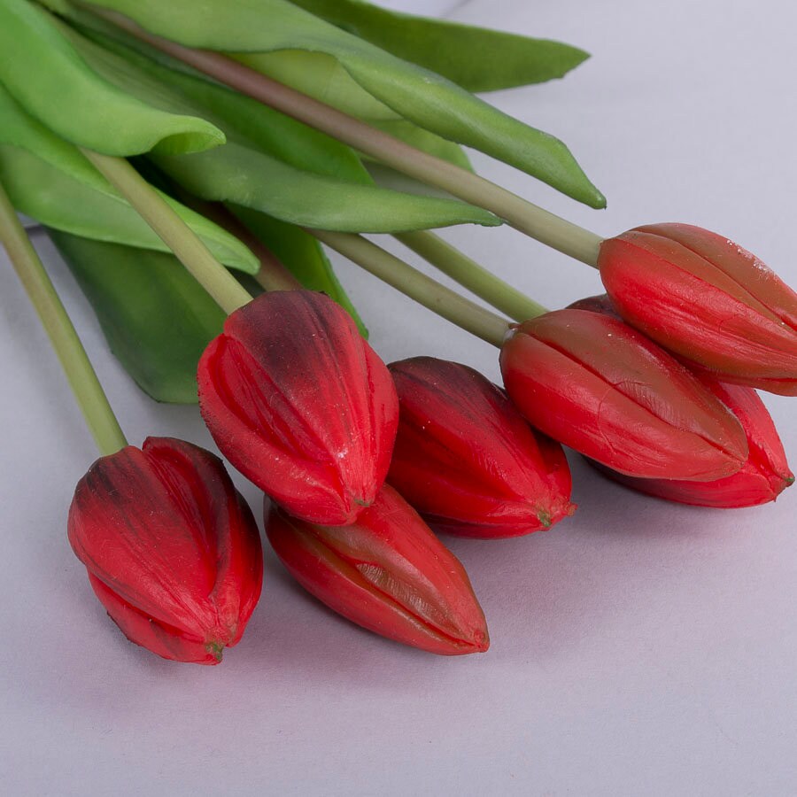 リアルタッチチューリップ40cmブーケ、赤いチューリップの束、リアルな