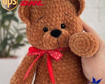 Knitted Plush Teddy Bear: Personalized Crochet Stuffed Animal