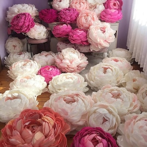 Peonie - Parete di fiori di carta - Sfondo di fiori di carta - Parete di nozze - Sfondo di nozze - Fiori di carta grandi - Matrimonio carta