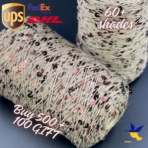 Schimmerndes Baumwollgarn mit 6 mm * 3 mm großen Pailletten – perfekt zum Stricken, Häkeln und Nunofilzen!