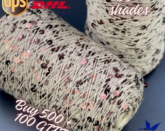 Hilo Perl, Hilo con Cuentas, Lustrosa, Hilo Perl Algodón, Hilo Italiano Lujo, Hilo Cono Tejer a Mano Máquina,