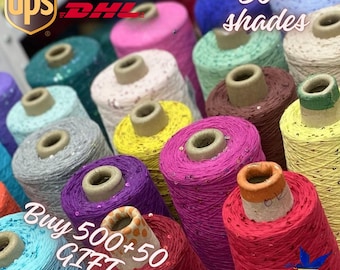 Hilo de Algodón con Lentejuelas por 100 g/0,22 lb, Hilo de Lentejuelas de 3 mm, Lujoso, Decorativo, Brillante, para Tejer, Encaje y Encaje.