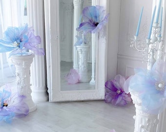 Pink Organza Poppy: Large Free Standing Paper Flower with Metal Stand