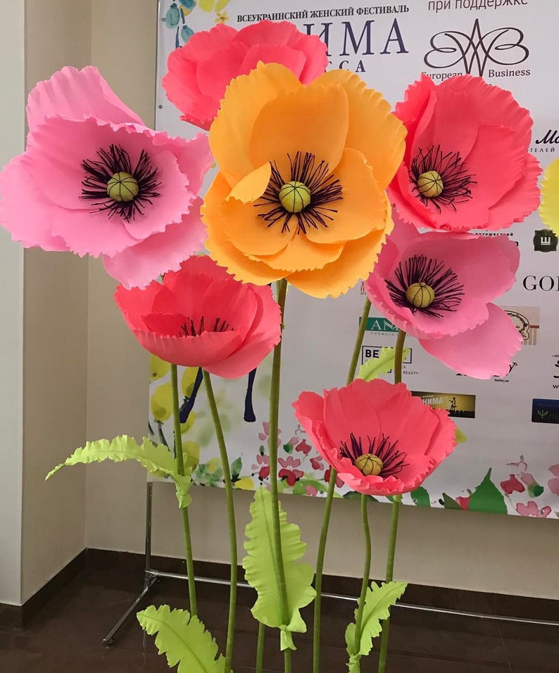 Giant Paper Poppy Large Poppy Poppy Flowers Large Paper Etsy