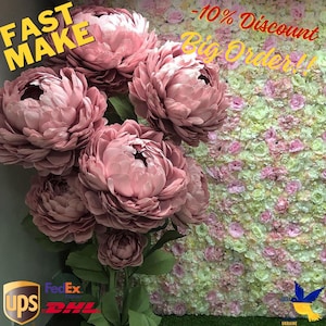 Un'enorme peonia di carta. Fiore di carta gigante con gambo. Sfondo nuziale in fiori di carta. Fiori di carta in piedi Fiori di carta grandi