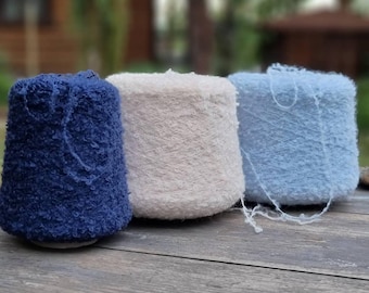 Alpaca Boucle Yarn 230m/100g - Hilo Loop Italiano Suave y Fluffy para Tejido y Cabello de Muñeca