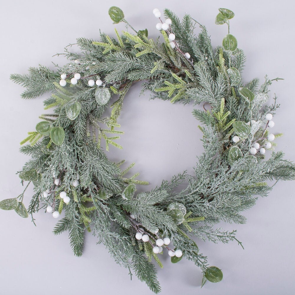 Corona Di Natale In Abete Artificiale, 45 Cm, Realistica E Durevole, Per Porta O Decorazione Invernale Interna/esterna