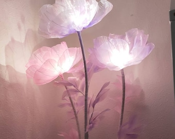 Flores de papel extra grandes - flores de papel gigantes - flores de papel grandes decoración de flores de organza con opción de iluminación