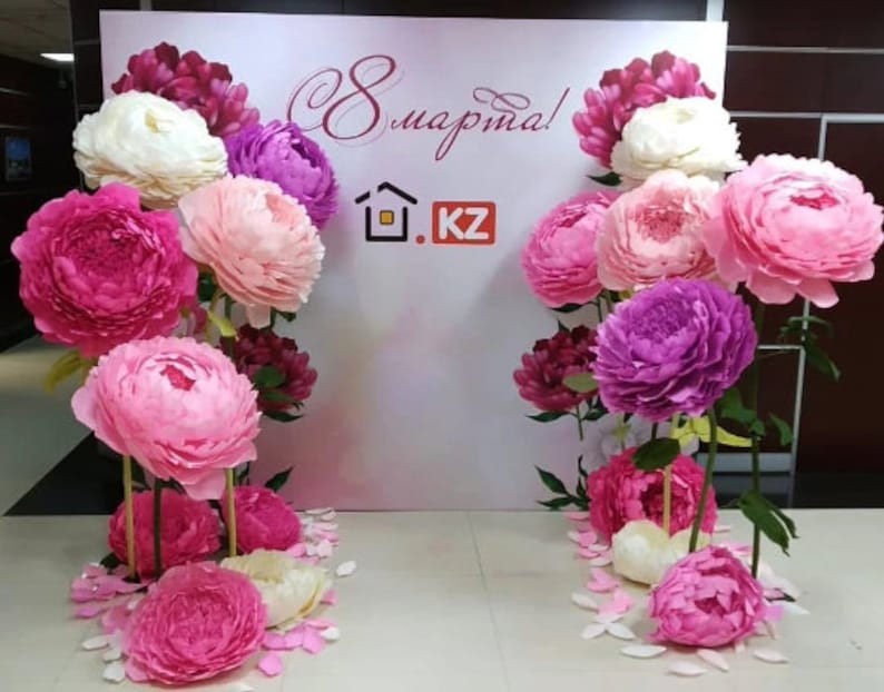 Peonies Paper Flower Wall Paper Flower Backdrop Wedding Etsy