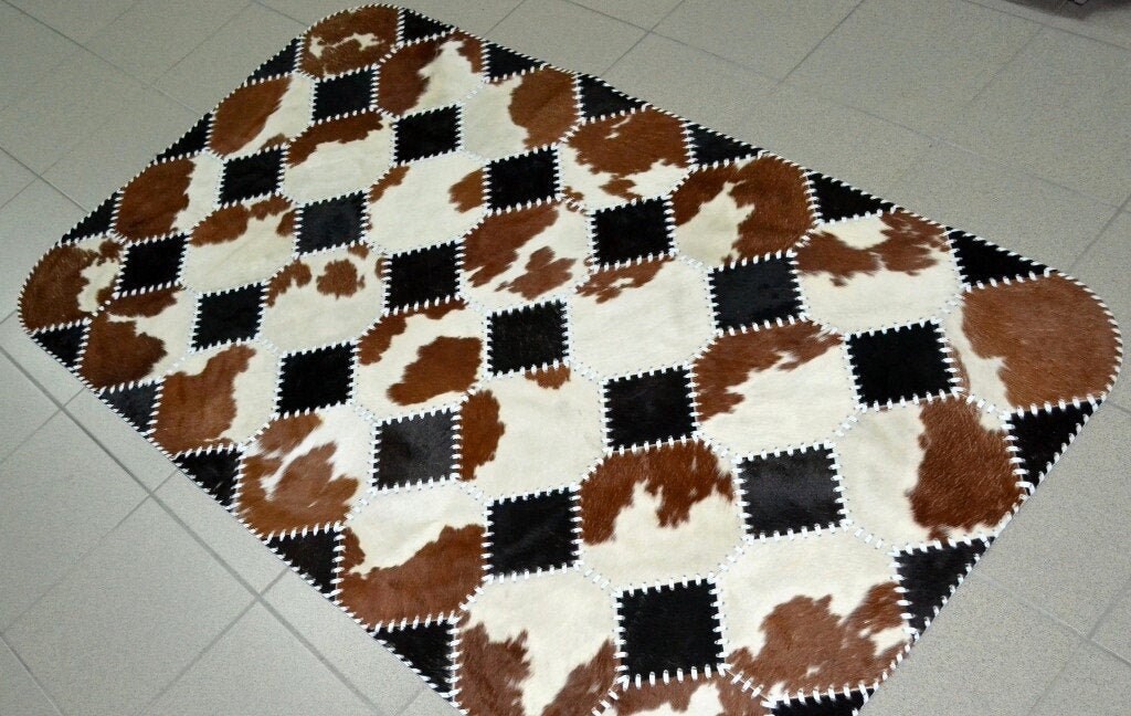 Patchwork Authentic Cowhide Rug Natural Cow skin Carpet Etsy
