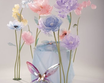 Giant Organza Flower Set: Free Standing Event Decor