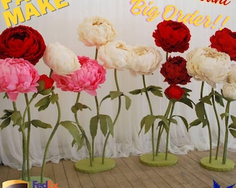 Grote papieren bloemen Gigantische papieren pioen Bruiloft papieren bloem Bruiloft decoratie Bloem muur achtergrond Gebeurtenis bloem decor