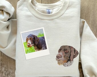 Custom Dog Portrait Embroidered Sweatshirt,Custom Pet Hoodie, Personalized Pet Face and Pet name Sweatshirt,Custom gift