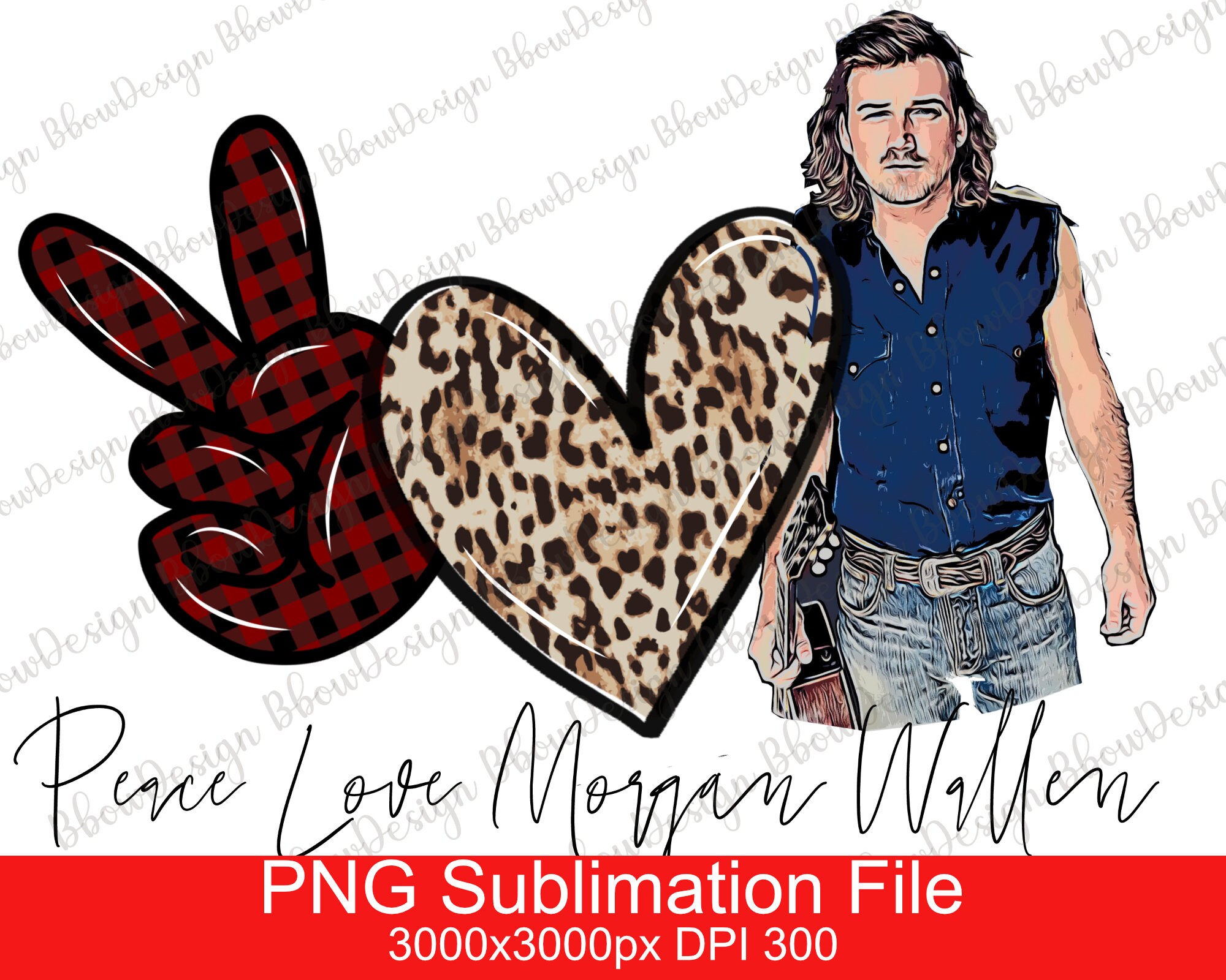 Peace Love Morgan Wallen sublimation PNGhearts Leopard | Etsy