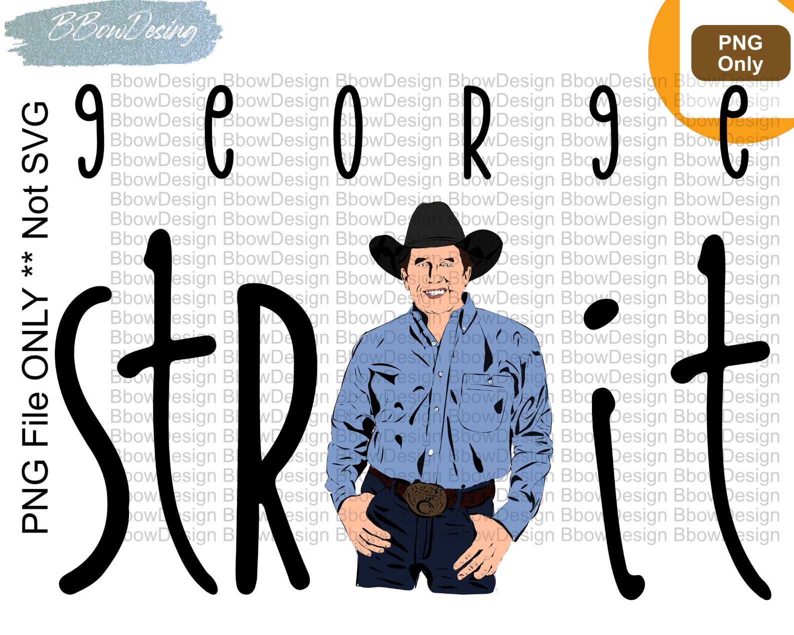 George Strait PNG SublimationGeorge Strait Cartoon Drawing | Etsy