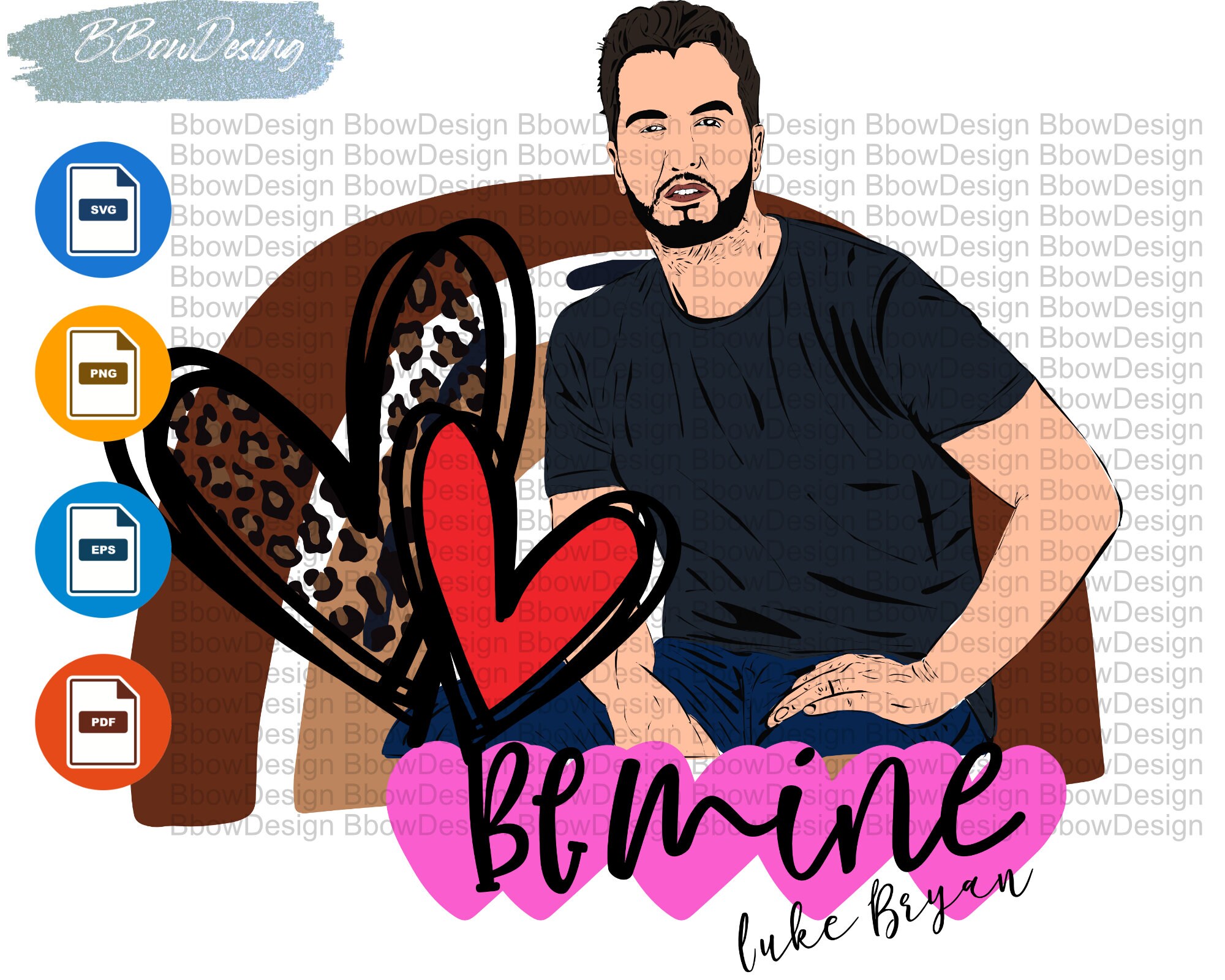 Bemine Luke Bryan SvgPng Sublimation Luke Bryan Cartoon | Etsy