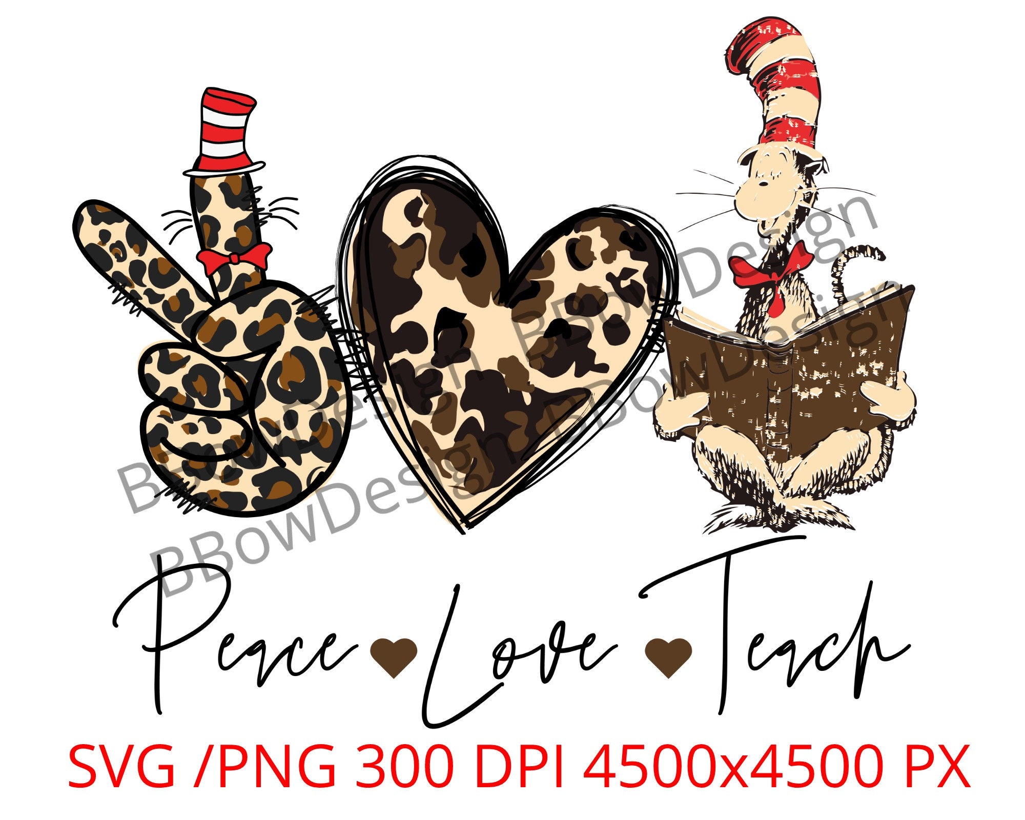 Download Peace Love Teach SVG/PNG Sublimation Design Dr Seuss SVG ...