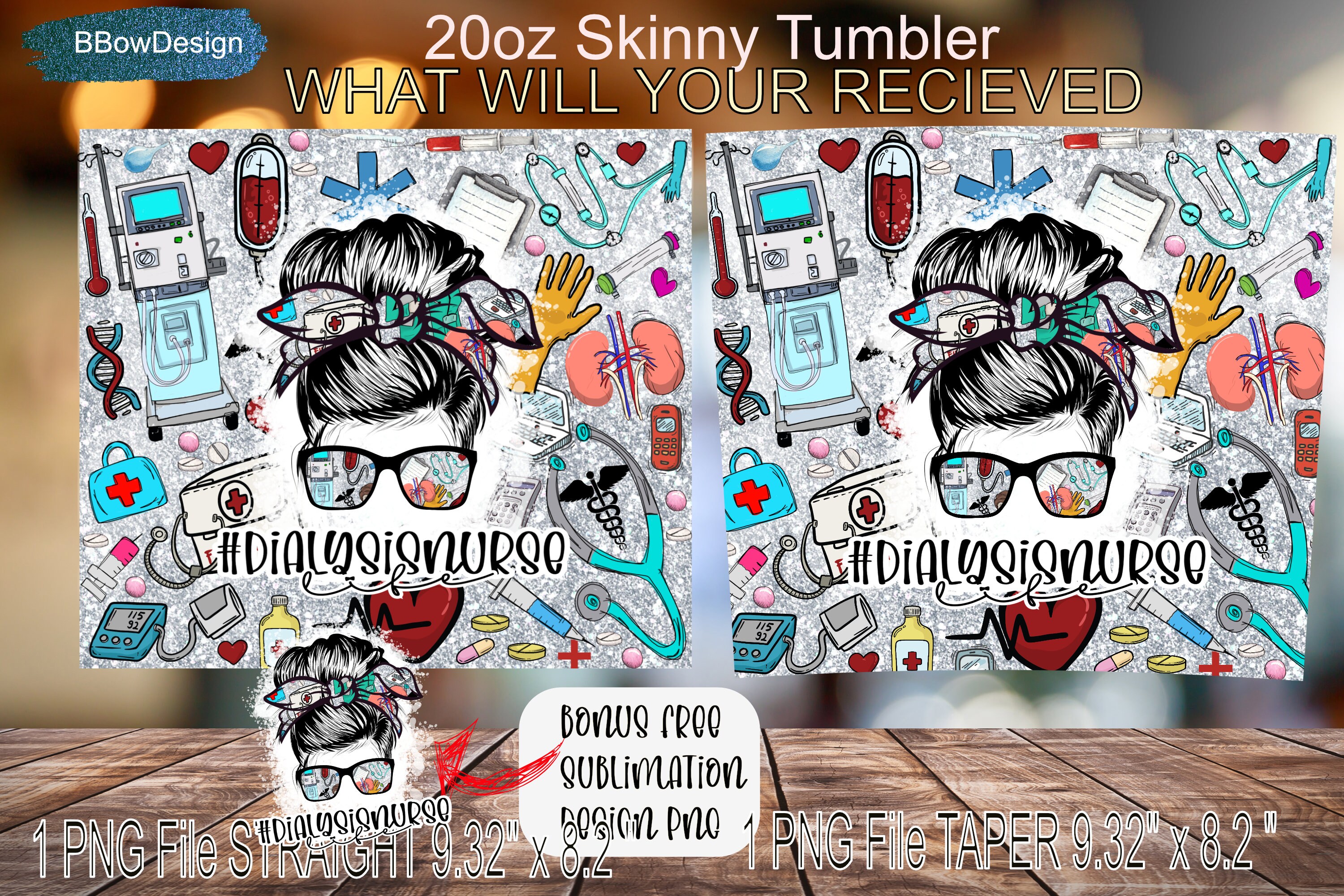 Dialysis Nurse Life 20oz Skinny Tumblermom Messy Bun Tapered Etsy