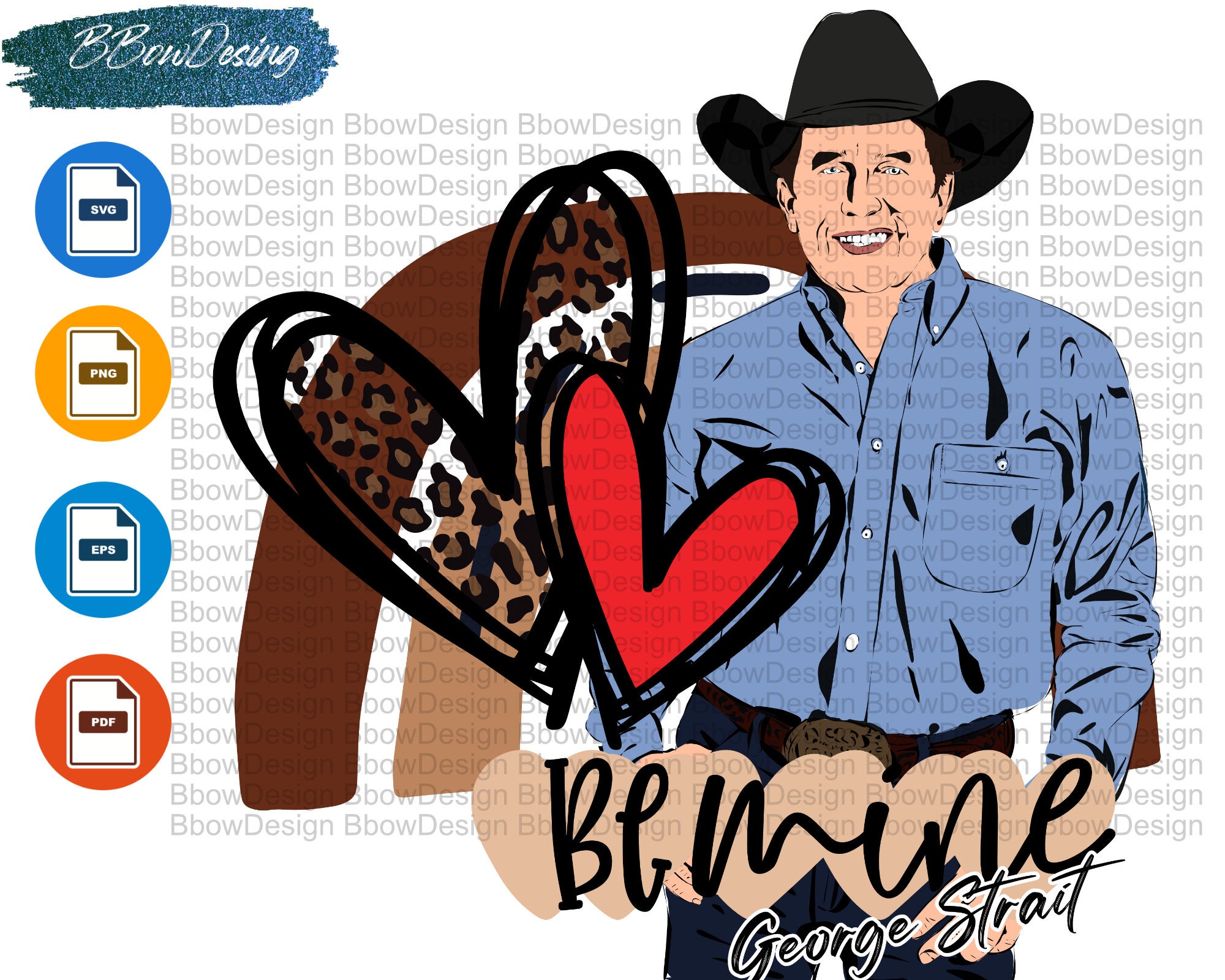 George Strait SVG PNGEps files George Strait Cartoon | Etsy