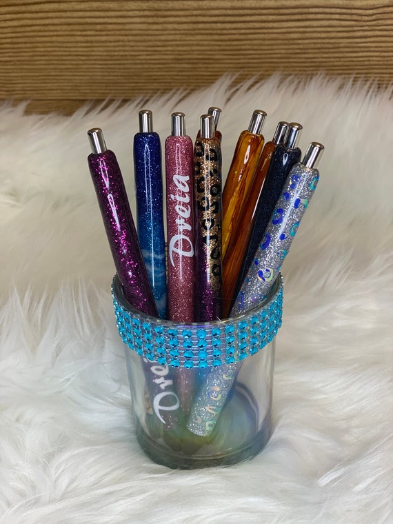 Custom Personalized Glitter Pens//refillable Gel Pens//glitterpens/ink  Joy/black Ink/each 