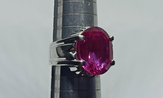 Round Cut Big 22 Ct Pink Topaz Mens Ring Sterling Silver 925 Handmade Topaz Ring 